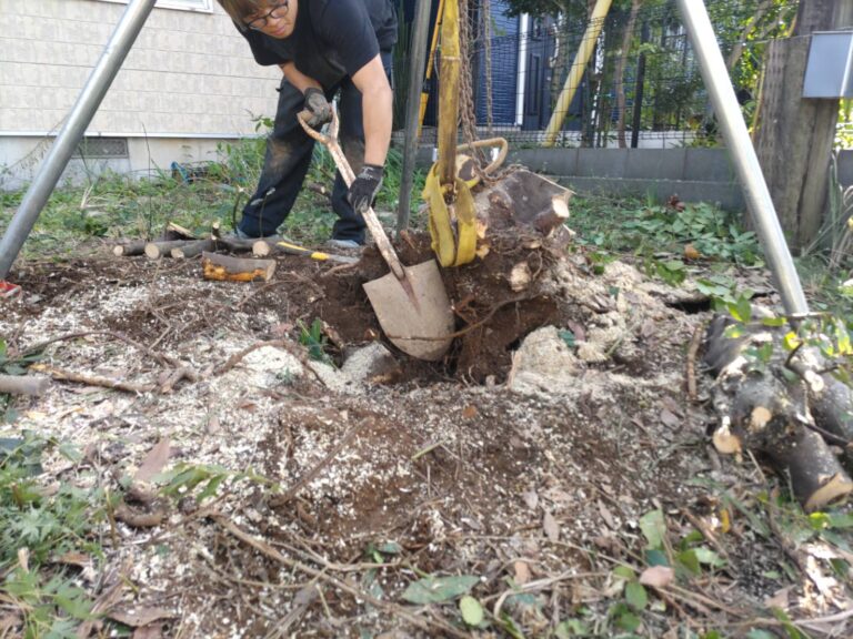 【抜根の施工事例】抜根の作業工程を紹介します!【ビフォーアフター】 | 【地元の造園屋】井越企画【埼玉草加】